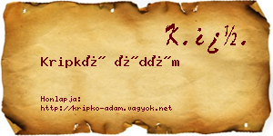 Kripkó Ádám névjegykártya