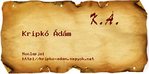 Kripkó Ádám névjegykártya
